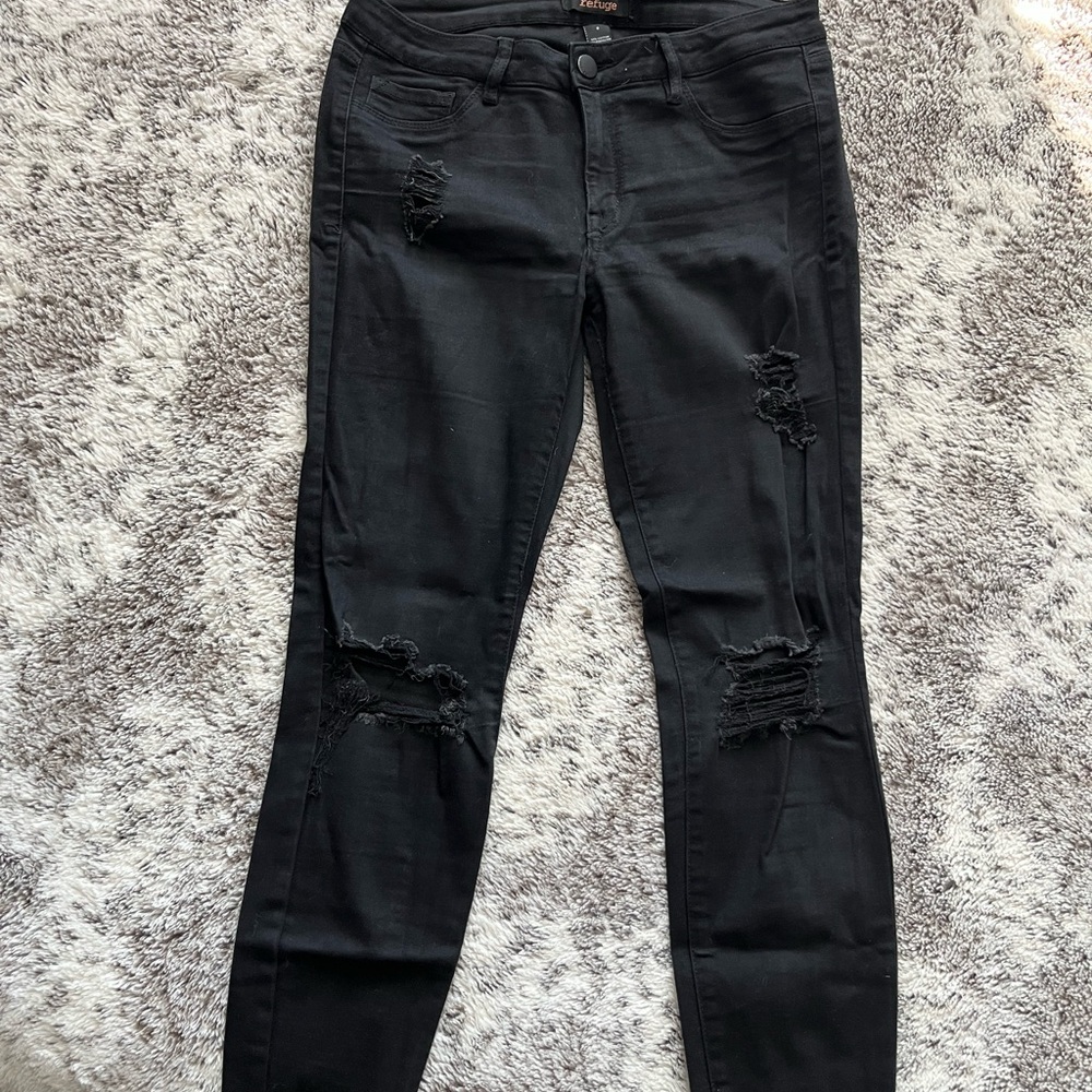 Refuge Charcoal Distressed Skinny Jeans